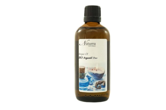 Argan Öl Bio 100ml DUO kaltgeprest 2in1 Naturkosmetik Körperöl Wellnessöl Pflegeäö nativ Glas