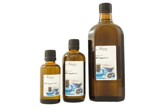 Premium Bio Arganöl DUO kaltgepresst Naturkosmetik 2in1 Wellnessöl Massageöl