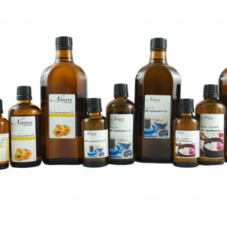 Aprikosenkernöl Bio-Sortiment von Naturra Glas Naturkosmetik Rohware unraffiniert
