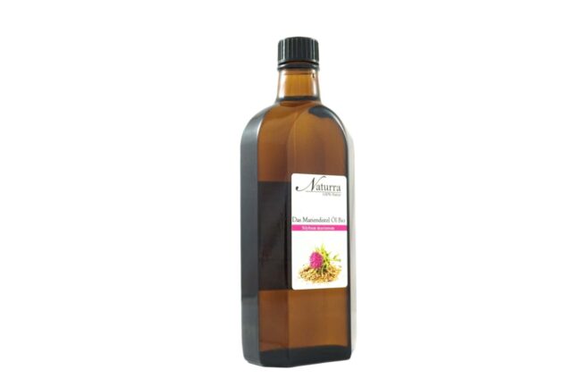 250ml Mariendistelöl im Glas kaltgepresst unraffiniert kba vegan Naturkosmetik