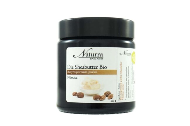 Bio-Karite Sheabutter Nilotica unraffiniert kaltgepresst 100g Gla-tiegel Unbehandelte Rohware Naturkosmetik